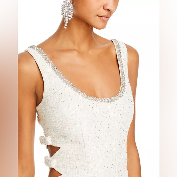 Self-Portrait Beige Boucle Mini Dress with Embellishments - Picture 5 of 9